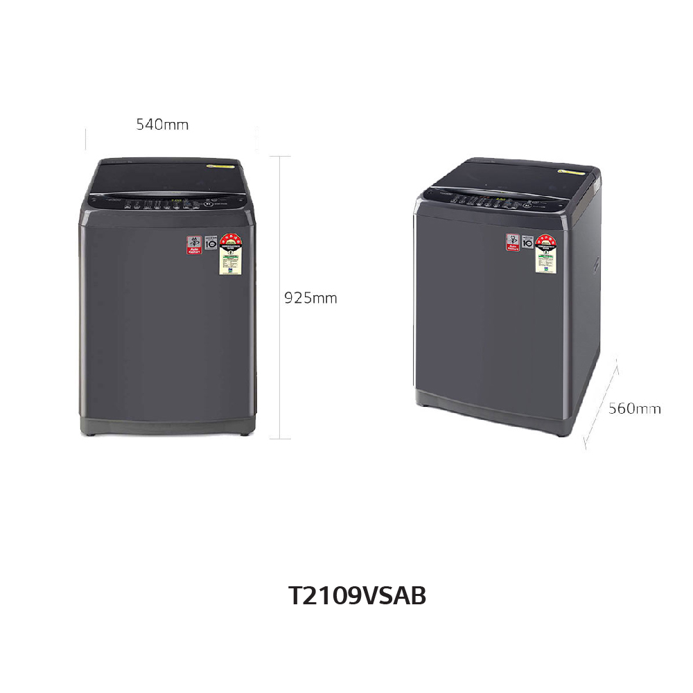 LG 9 Kg Top Load Washing Machine (T2109VSAB) model T2109VSAB front view - GharOne Nepal view 9