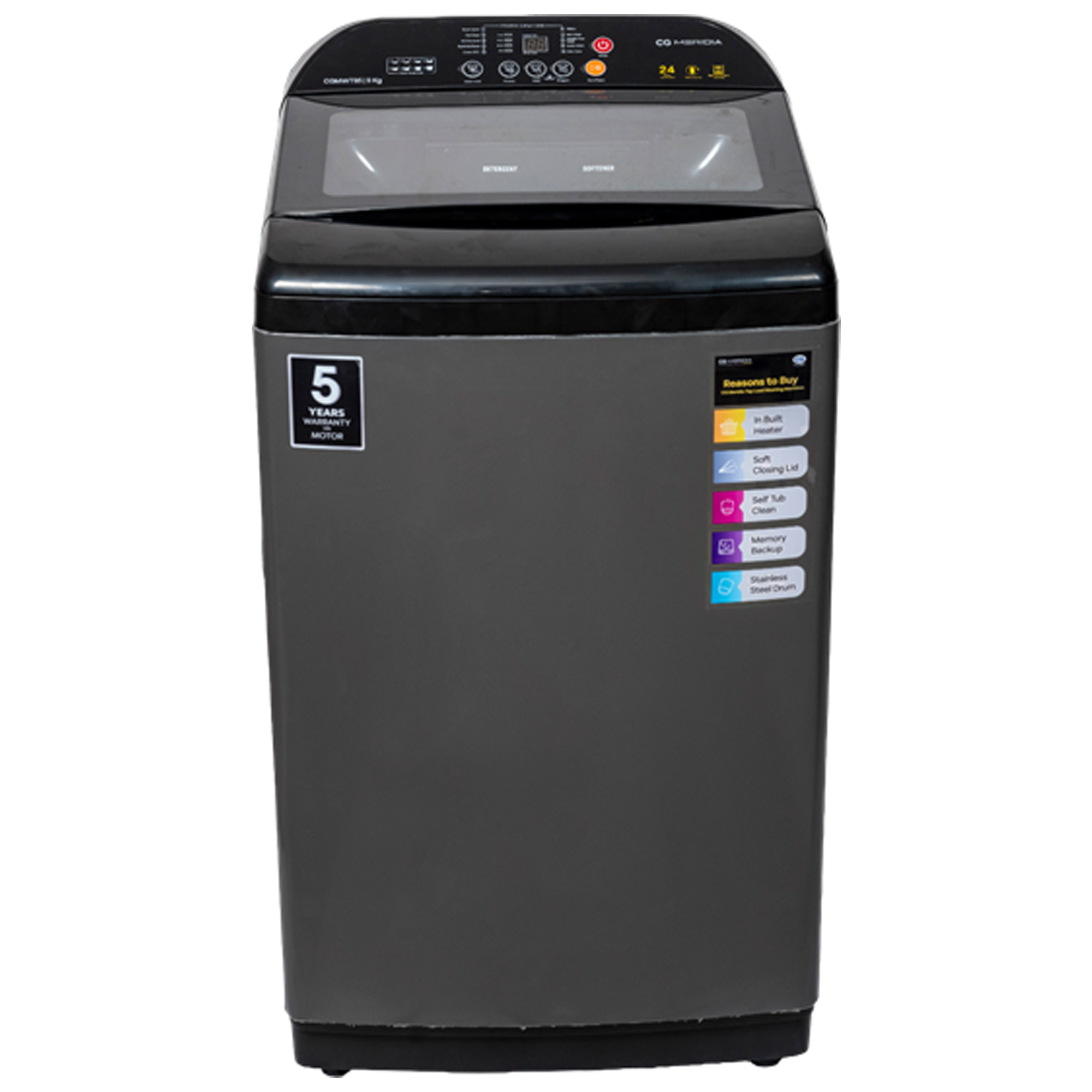 CG 9 Kg Full Automatic Top Load Washing Machine (CGMWT95) model CGMWT95 front view - GharOne Nepal