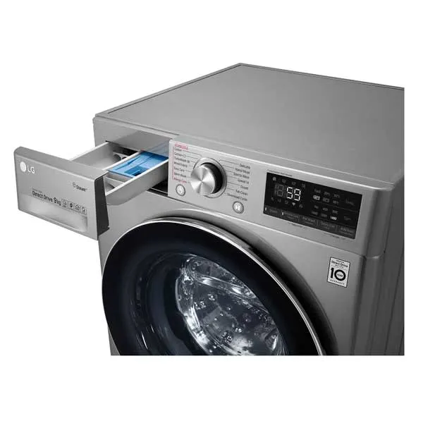 LG 9 Kg Front Load Washing Machine | AI Direct Drive | TurboWash | Steam+ | ThinQ Wi-Fi (FV1409S3V) model FV1409S3V front view - GharOne Nepal view 7