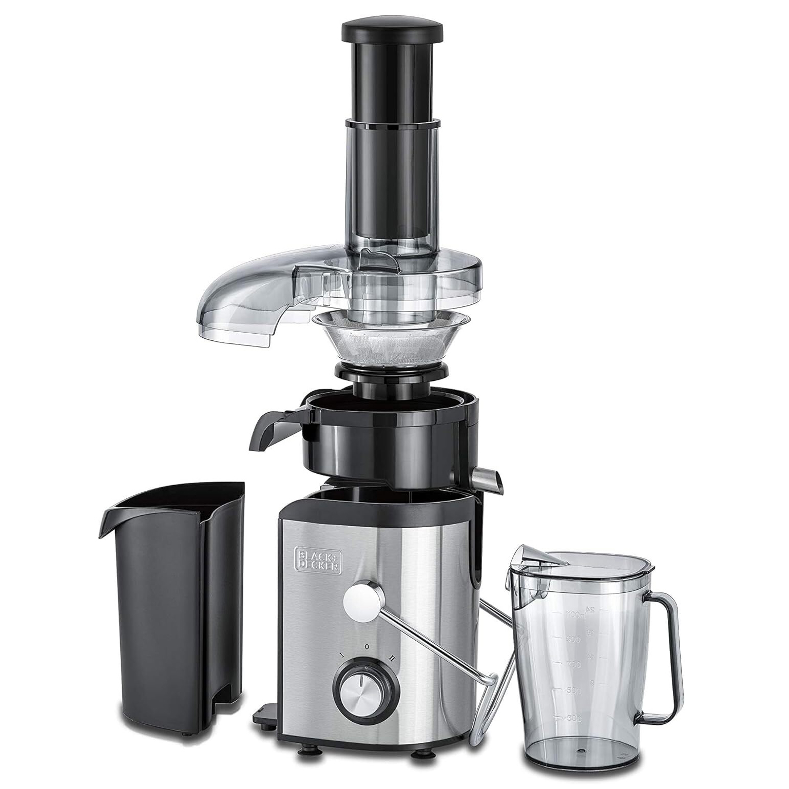 Black+Decker 800W Stainless Steel Juice Extractor (JE800-B5) model JE800-B5 front view - GharOne Nepal view 4