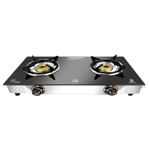 CG 2 Burner Tempered Glass Gas Stove (CGGS2BGT) model CGGS2BGT front view - GharOne Nepal