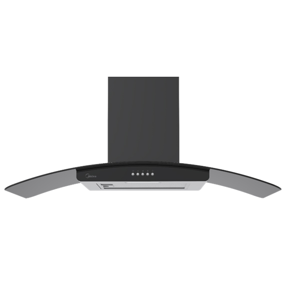 Midea 90 cm Curved Glass Chimney model 90V17 front view - GharOne Nepal
