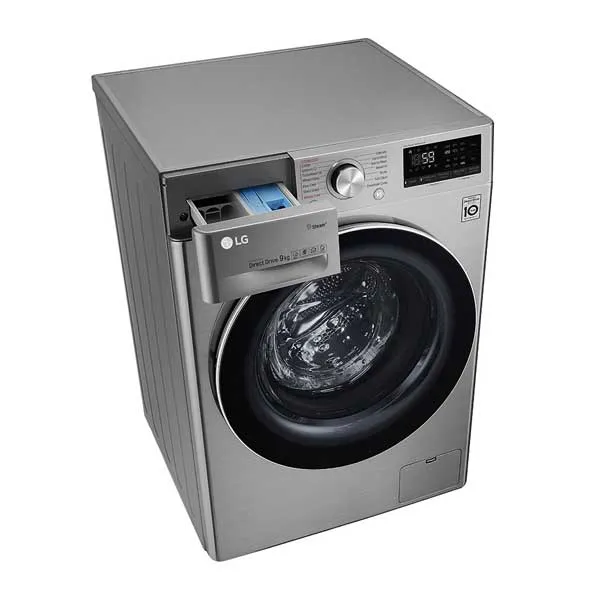 LG 9 Kg Front Load Washing Machine | AI Direct Drive | TurboWash | Steam+ | ThinQ Wi-Fi (FV1409S3V) model FV1409S3V front view - GharOne Nepal view 9