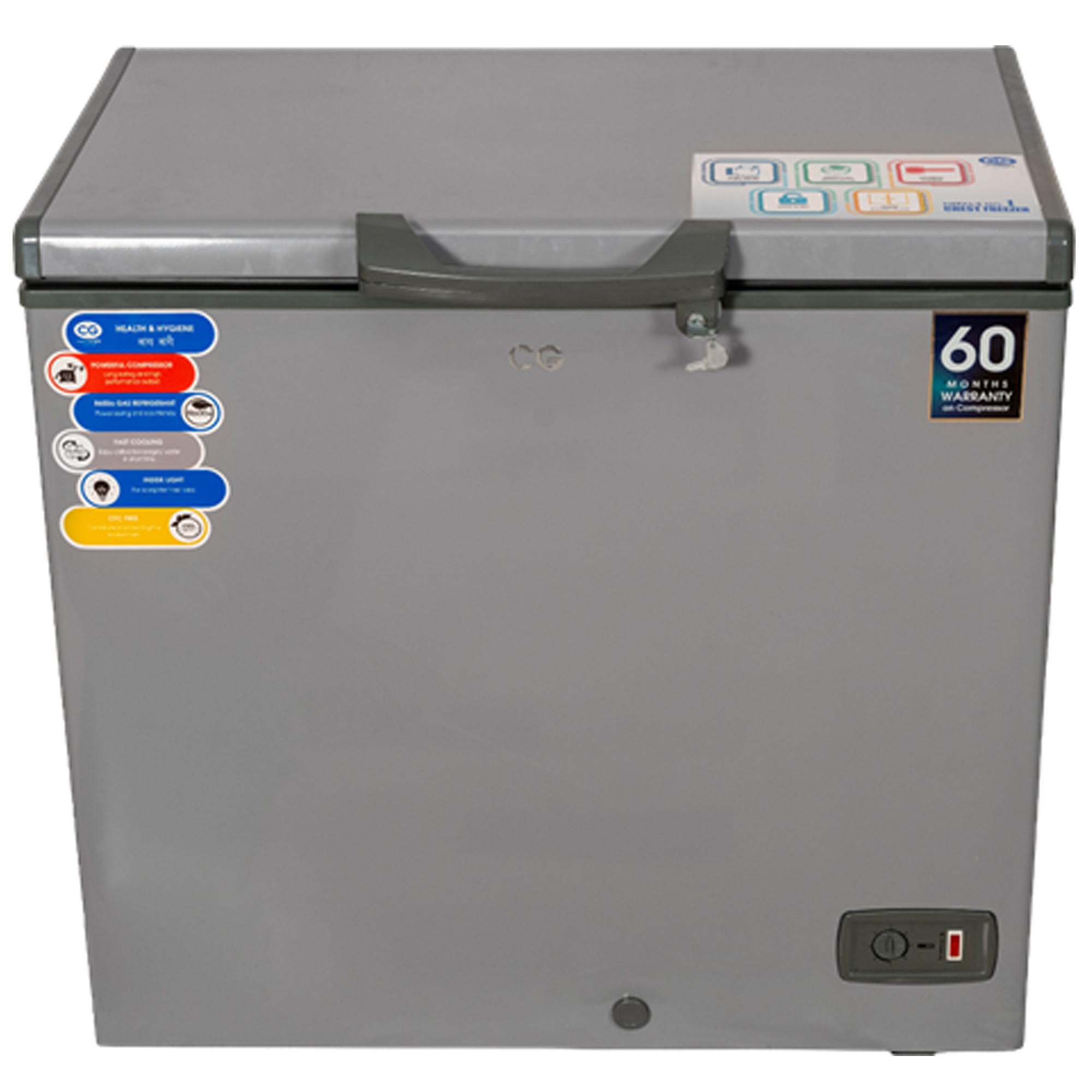 CG 235 Liter Hard Top Chest Freezer (CGDF255A) model CGDF255A front view - GharOne Nepal
