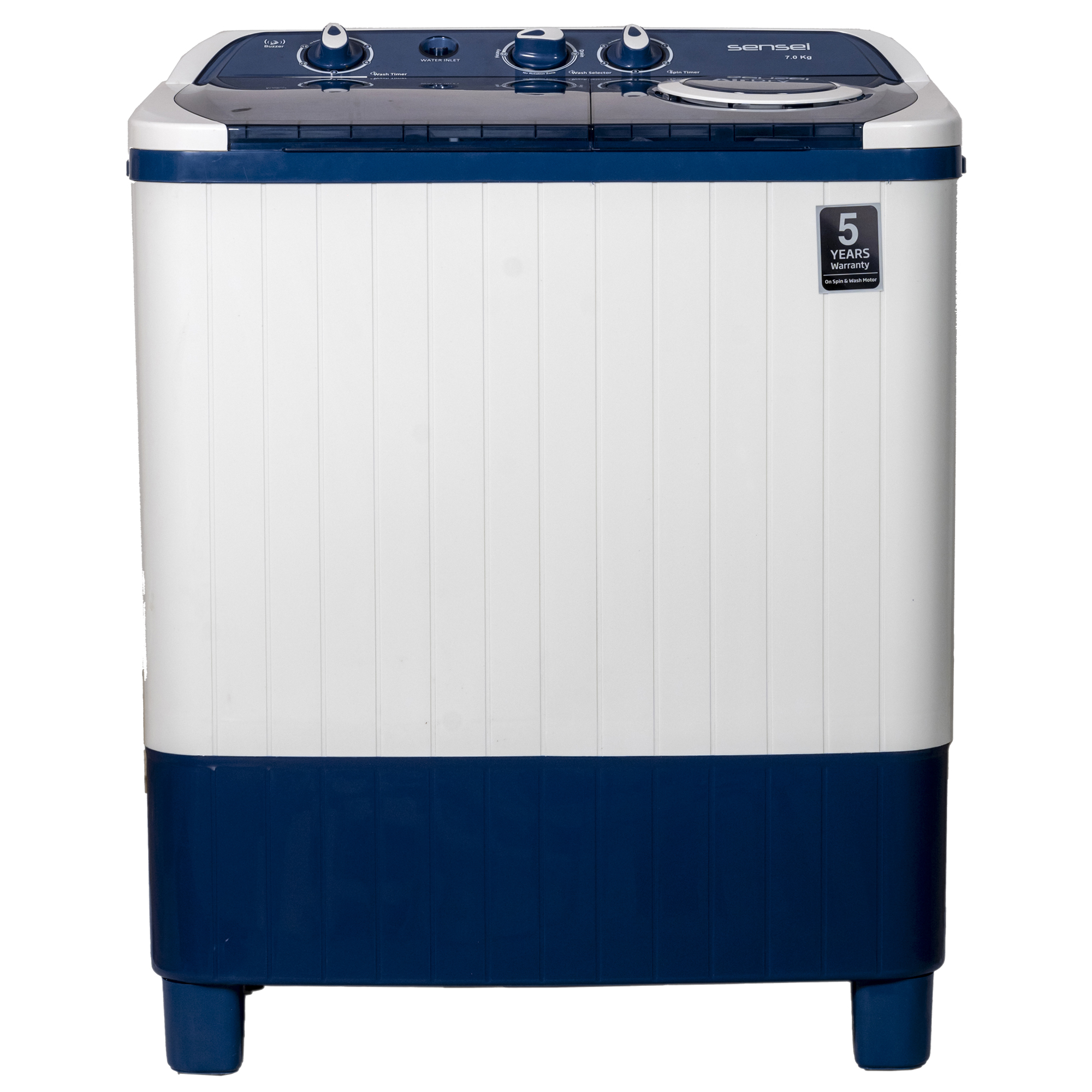 Sensei 7 Kg Semi Automatic Twin Tub Washing Machine model SWM7SA4 front view - GharOne Nepal