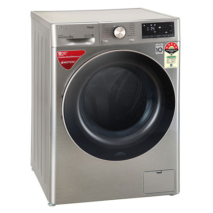 LG 8 Kg Front Load Washing Machine | AI Direct Drive | Steam | TurboWash | ThinQ Wi-Fi (FV1408S4VN) model FV1408S4VN front view - GharOne Nepal view 6