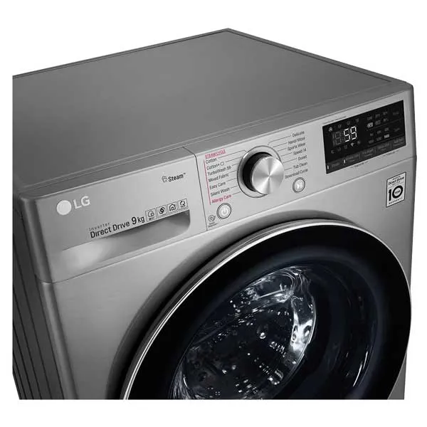 LG 9 Kg Front Load Washing Machine | AI Direct Drive | TurboWash | Steam+ | ThinQ Wi-Fi (FV1409S3V) model FV1409S3V front view - GharOne Nepal view 4