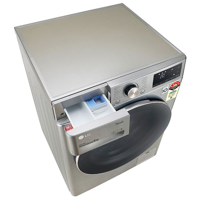 LG 8 Kg Front Load Washing Machine | AI Direct Drive | Steam | TurboWash | ThinQ Wi-Fi (FV1408S4VN) model FV1408S4VN front view - GharOne Nepal view 4
