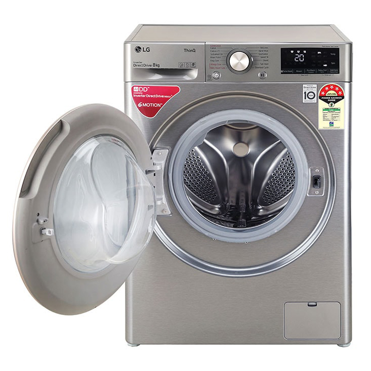 LG 8 Kg Front Load Washing Machine | AI Direct Drive | Steam | TurboWash | ThinQ Wi-Fi (FV1408S4VN) model FV1408S4VN front view - GharOne Nepal view 3