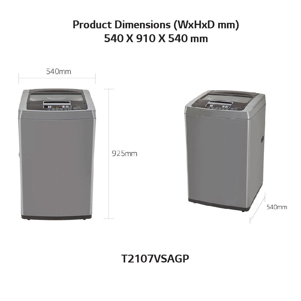 LG 7 Kg Top Load Washing Machine model T2107VSAGP front view - GharOne Nepal view 6