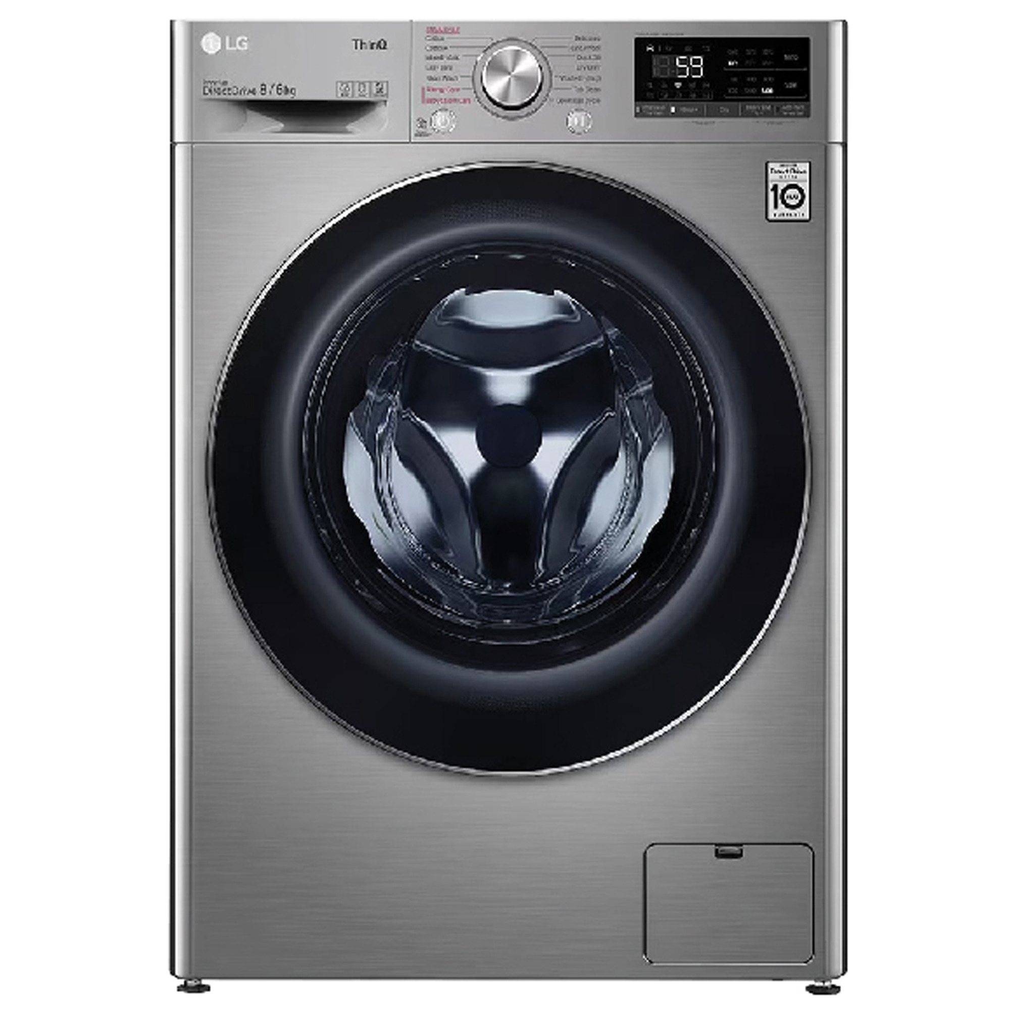 LG 8 Kg Wash & 6 Kg Dry Washer Dryer | Inverter Direct Drive | AI Direct Drive | Steam | ThinQ Wi-Fi (FV1408H4V) model FV1408H4V front view - GharOne Nepal