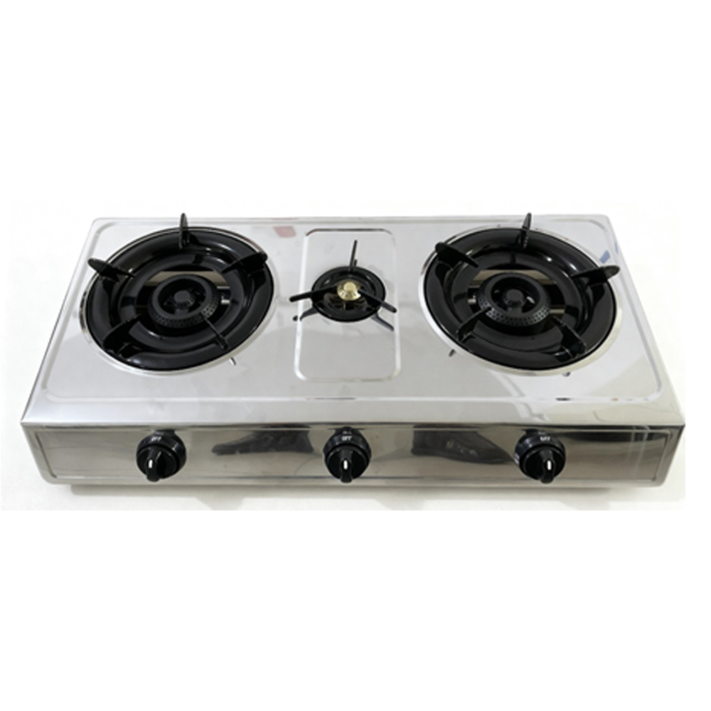CG 3 Burner Auto Ignition Gas Stove (CGGS3BSC) model CGGS3BSC front view - GharOne Nepal