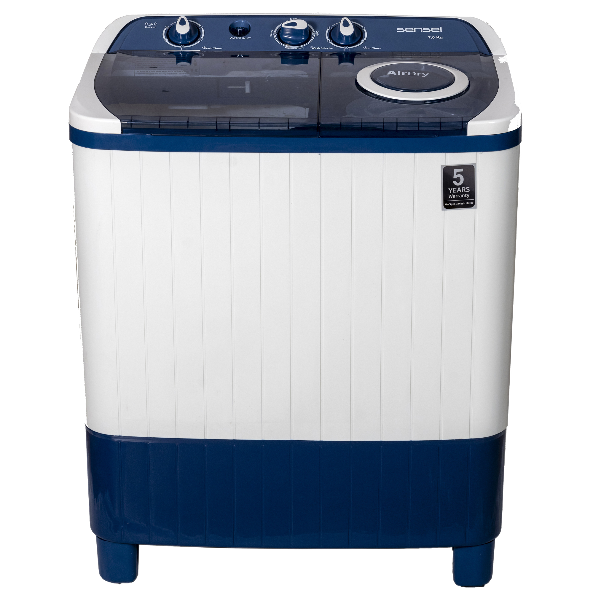 Sensei 7 Kg Semi Automatic Twin Tub Washing Machine model SWM7SA4 front view - GharOne Nepal view 2