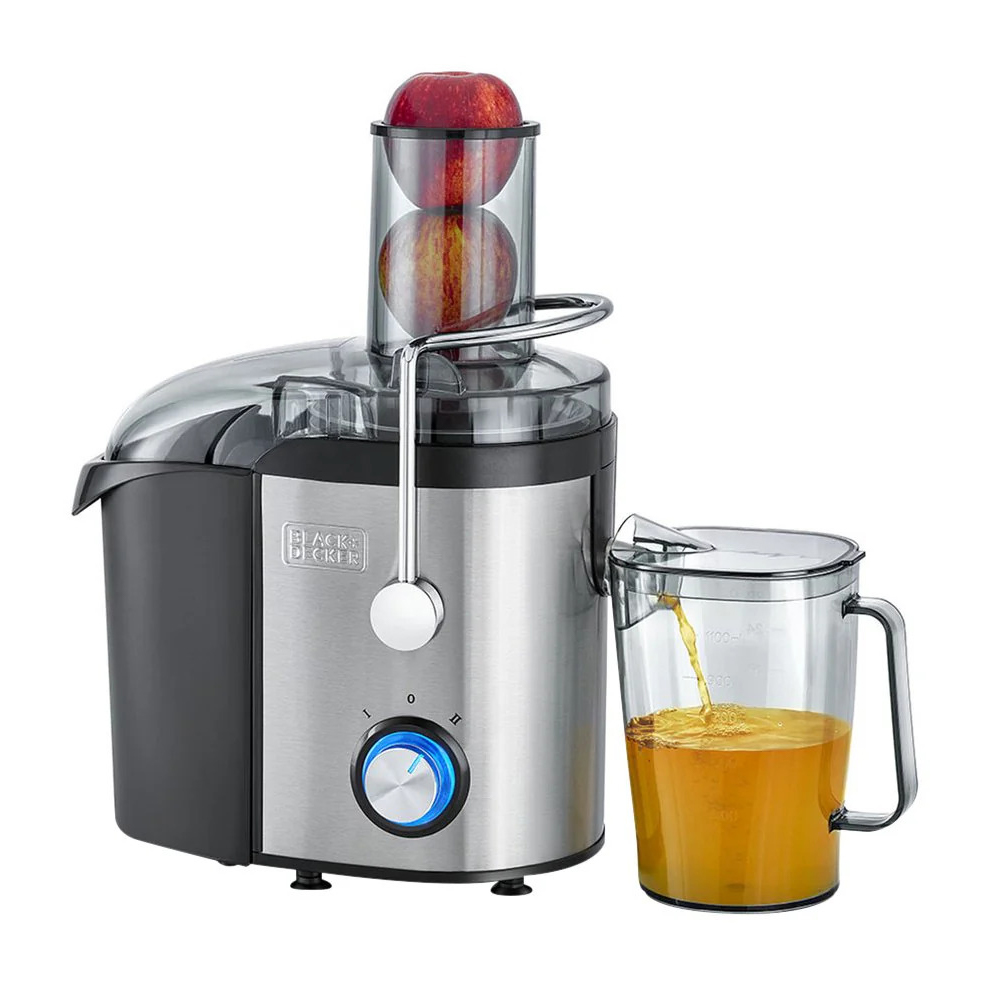 Black+Decker 800W Stainless Steel Juice Extractor (JE800-B5) model JE800-B5 front view - GharOne Nepal